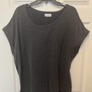 Gray Knit Short Sleeve Top